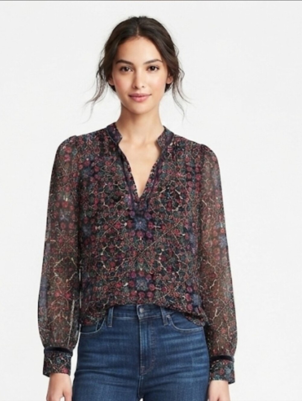 LOFT Floral Blouse Size M